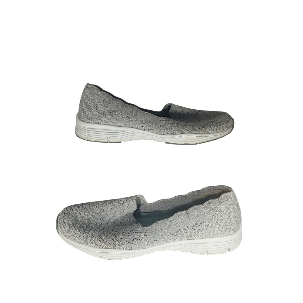 Skechers Classic Fit 8 Gray Knit Slip On Loafers Air Cooled Memory Foam 49481